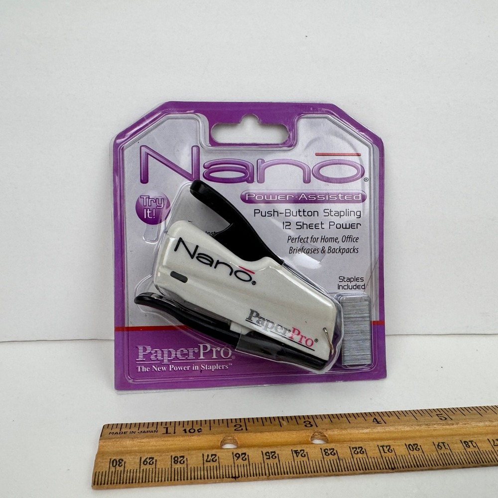 Sealed Nano Paper Pro Stapler Mini Small Handheld 12 Sheet Power Model No 1801